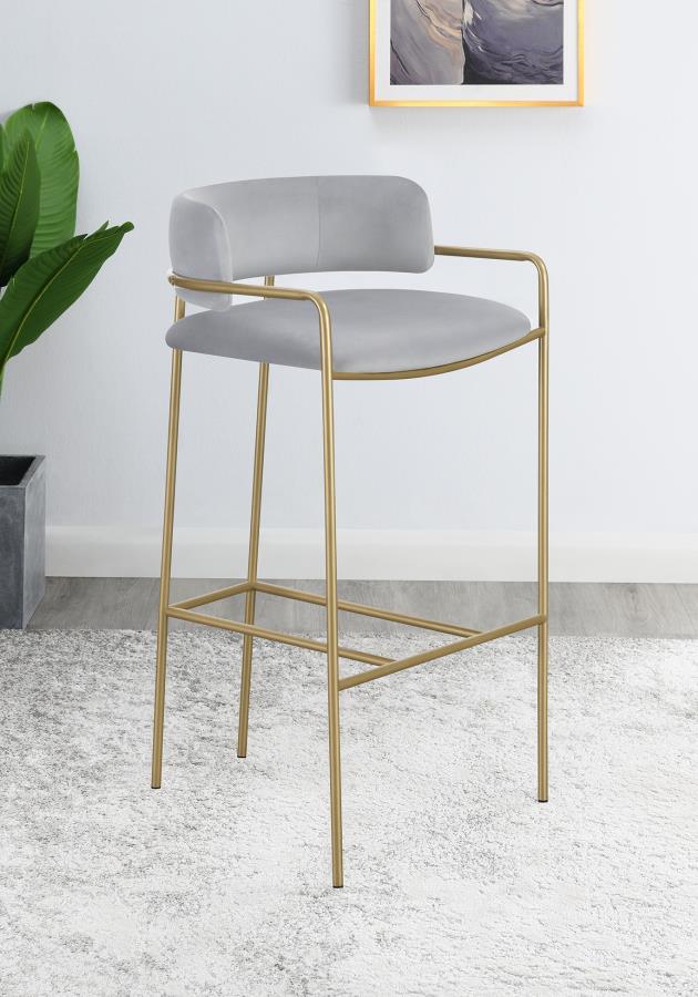 Upholstered Low Back Stool Grey and Gold_0