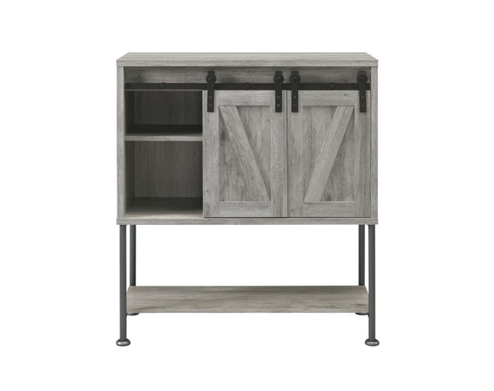 Sliding Door Bar Cabinet with Lower Shelf Grey Driftwood_3