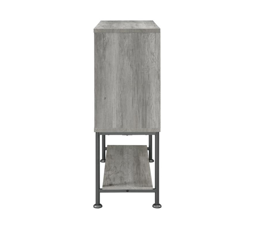 Sliding Door Bar Cabinet with Lower Shelf Grey Driftwood_4
