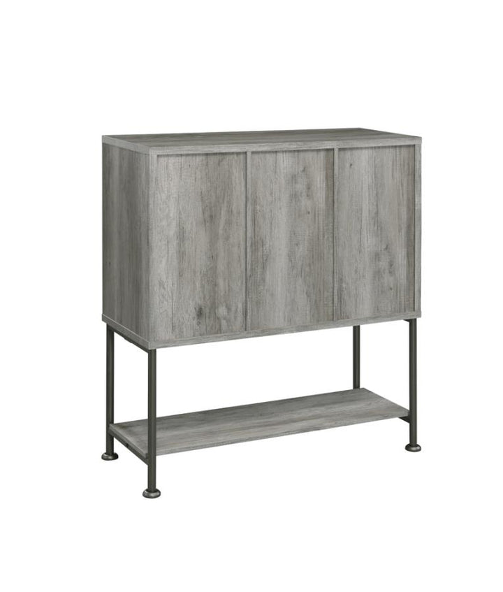 Sliding Door Bar Cabinet with Lower Shelf Grey Driftwood_5