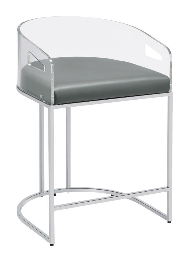 Acrylic Back Counter Height Stools Grey and Chrome (Set of 2)_1
