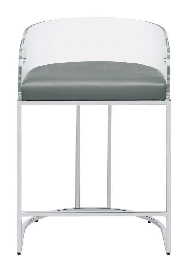 Acrylic Back Counter Height Stools Grey and Chrome (Set of 2)_2
