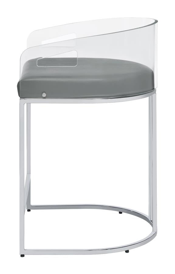 Acrylic Back Counter Height Stools Grey and Chrome (Set of 2)_3