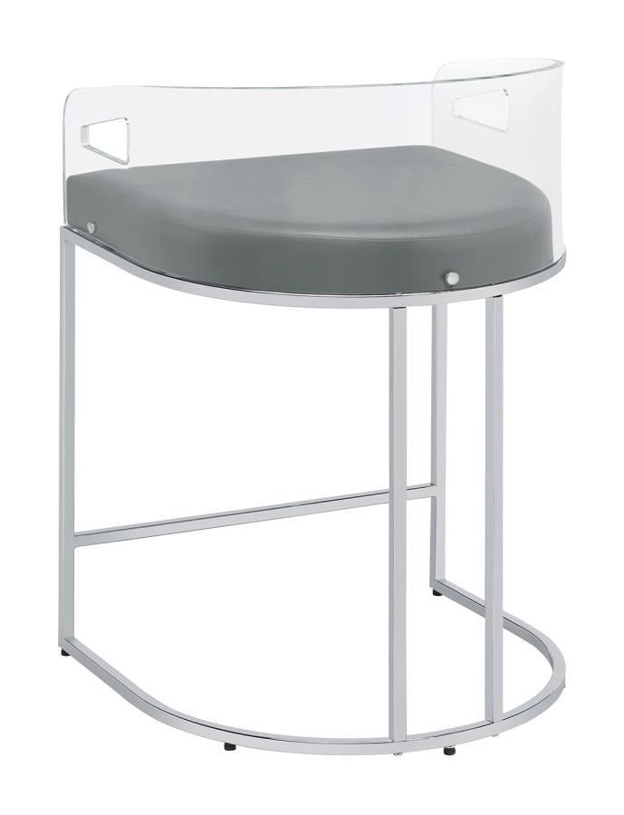 Acrylic Back Counter Height Stools Grey and Chrome (Set of 2)_5
