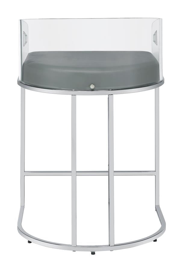 Acrylic Back Counter Height Stools Grey and Chrome (Set of 2)_6