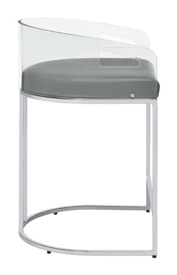 Acrylic Back Counter Height Stools Grey and Chrome (Set of 2)_4