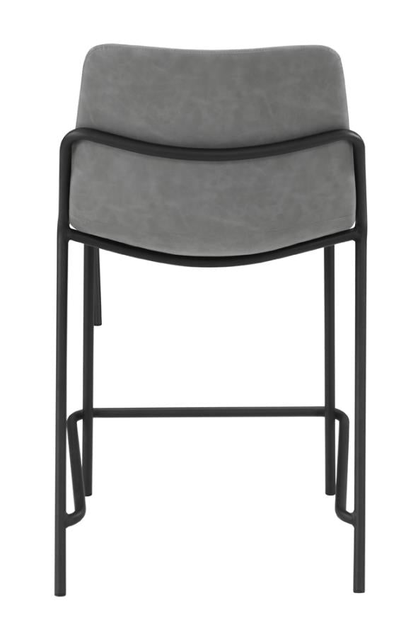 Solid Back Upholstered Counter Height Stools Grey and Black (Set of 2)_5