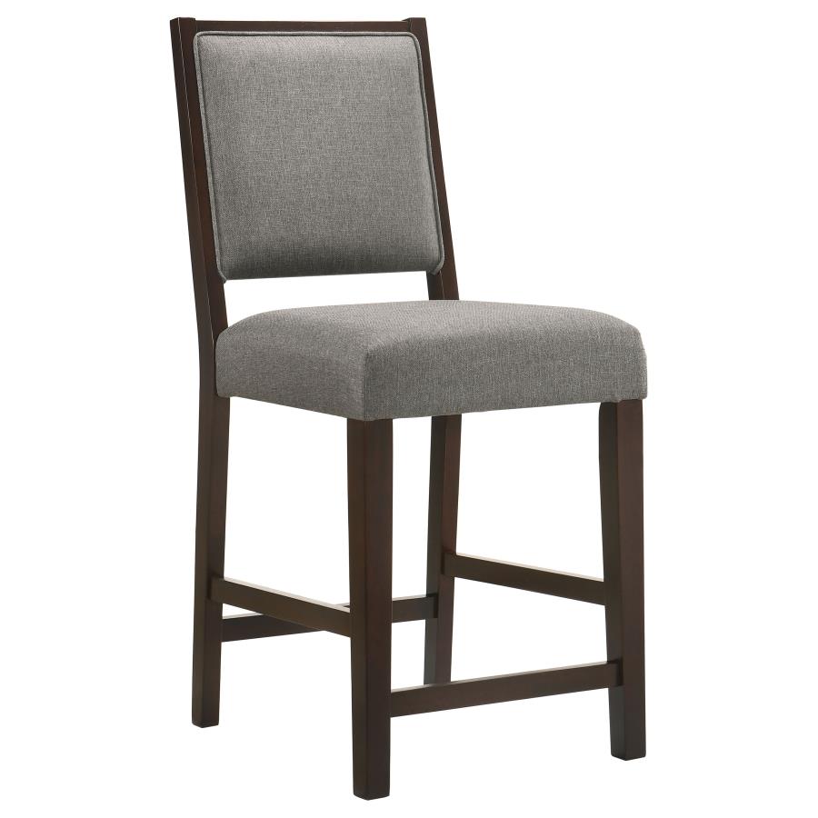 Upholstered Open Back Counter Height Stools with Footrest (Set of 2) Grey and Espresso_1