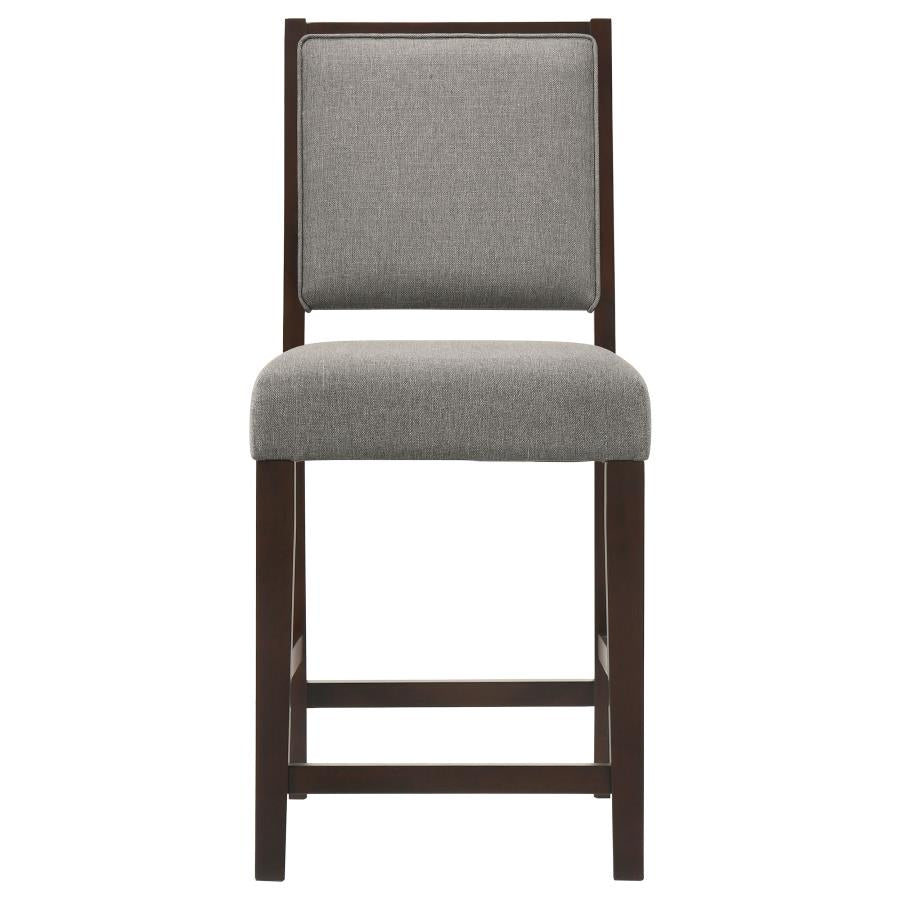Upholstered Open Back Counter Height Stools with Footrest (Set of 2) Grey and Espresso_2