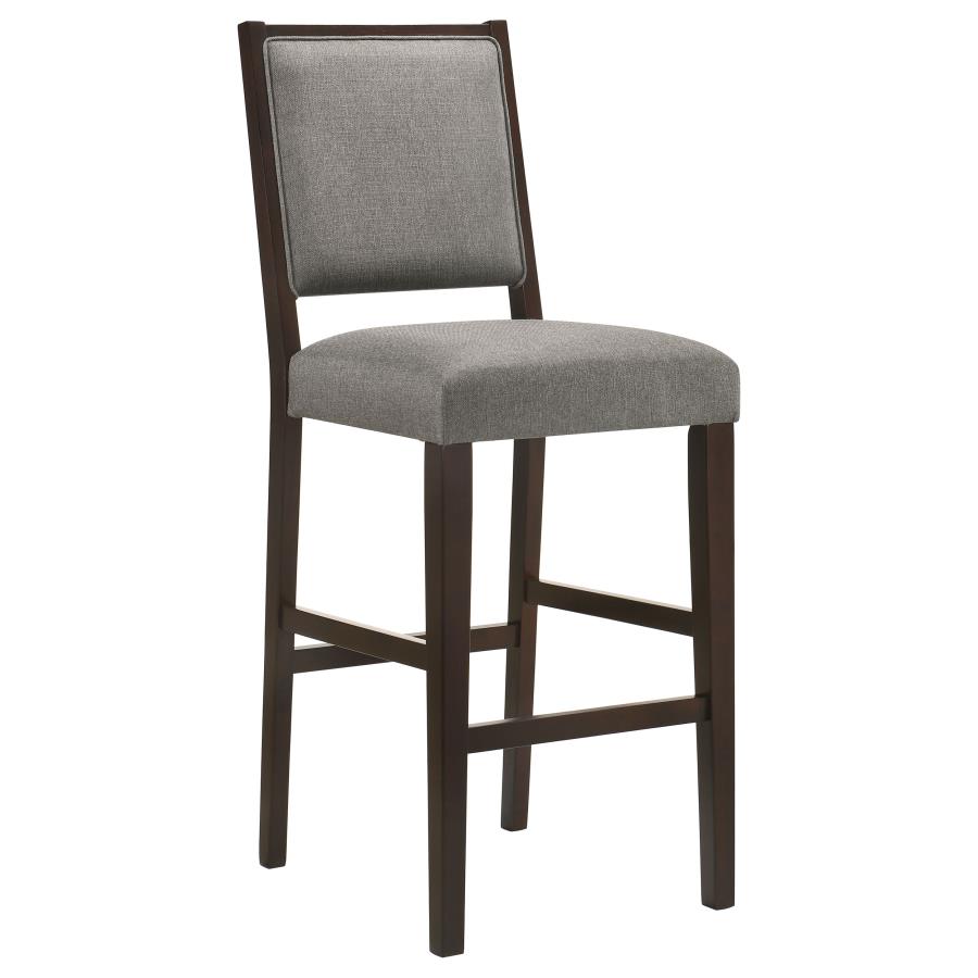 Upholstered Open Back Bar Stools with Footrest (Set of 2) Grey and Espresso_1