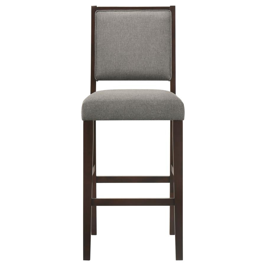 Upholstered Open Back Bar Stools with Footrest (Set of 2) Grey and Espresso_2