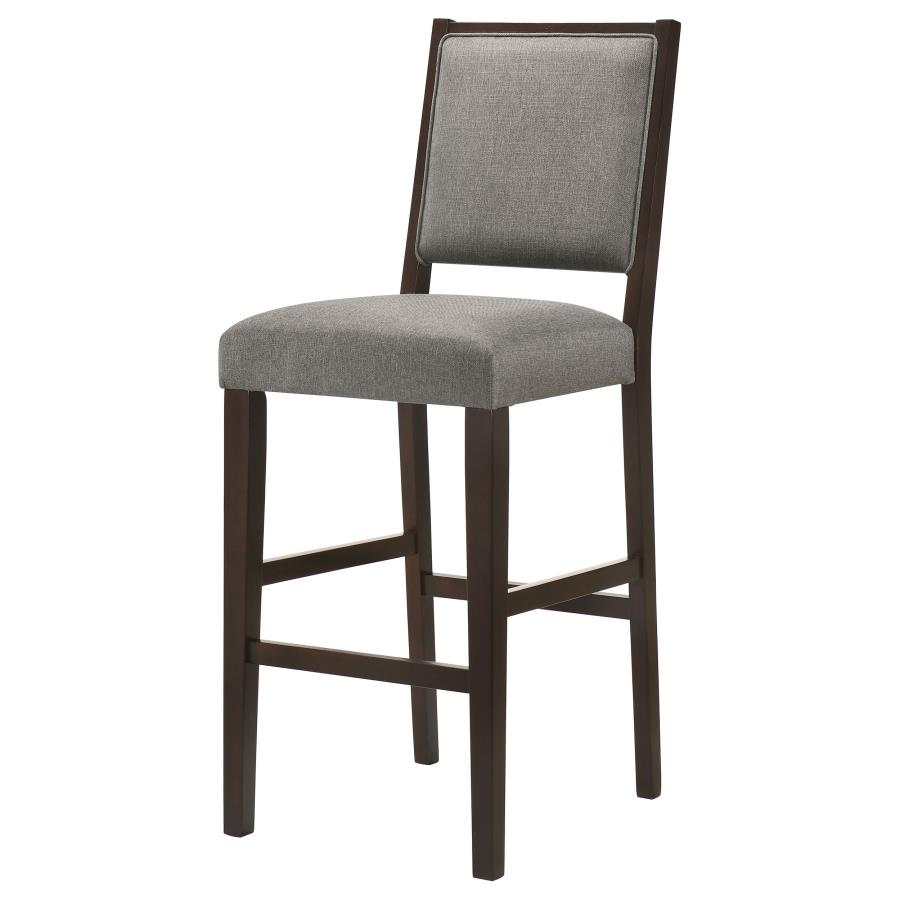 Upholstered Open Back Bar Stools with Footrest (Set of 2) Grey and Espresso_3