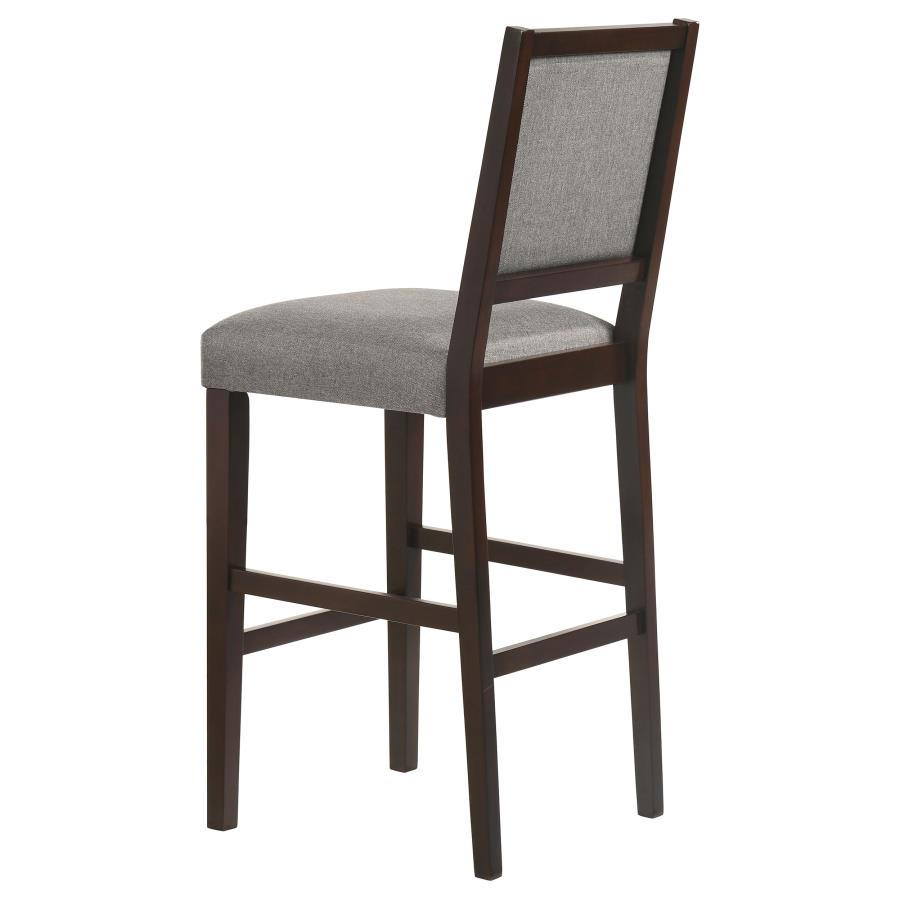 Upholstered Open Back Bar Stools with Footrest (Set of 2) Grey and Espresso_6