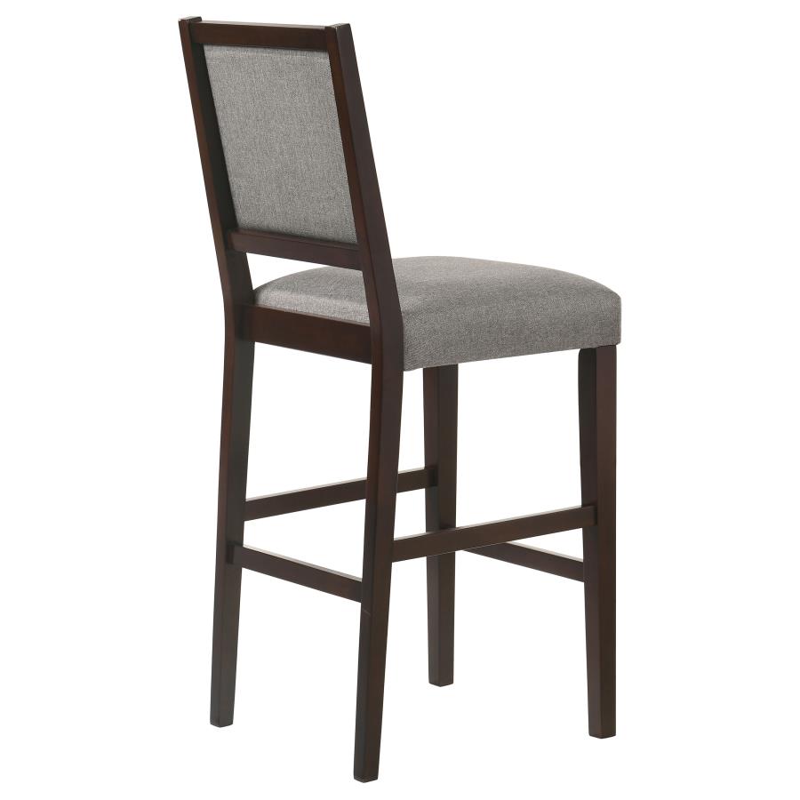 Upholstered Open Back Bar Stools with Footrest (Set of 2) Grey and Espresso_7
