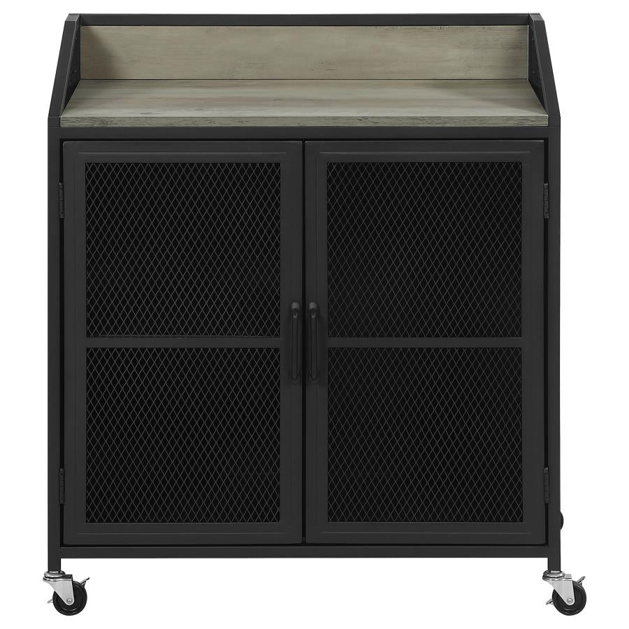 Wine Cabinet with Wire Mesh Doors Grey Wash and Sandy Black_6