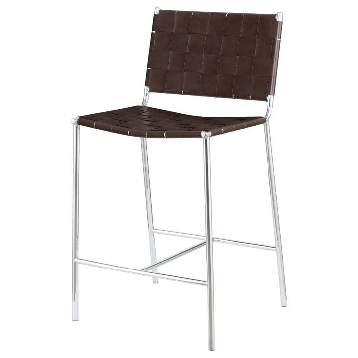 Upholstered Counter Height Stool with Open Back Brown and Chrome_3
