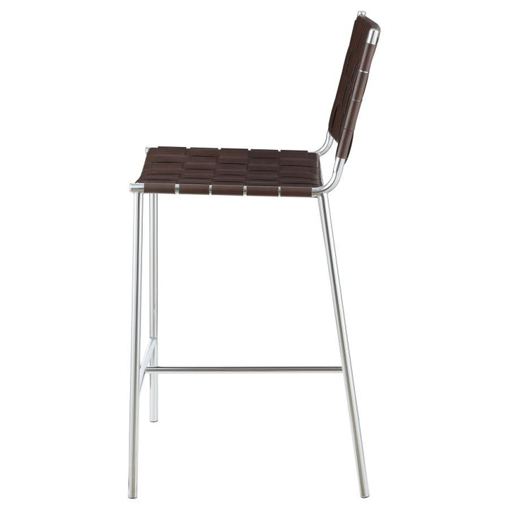 Upholstered Counter Height Stool with Open Back Brown and Chrome_4