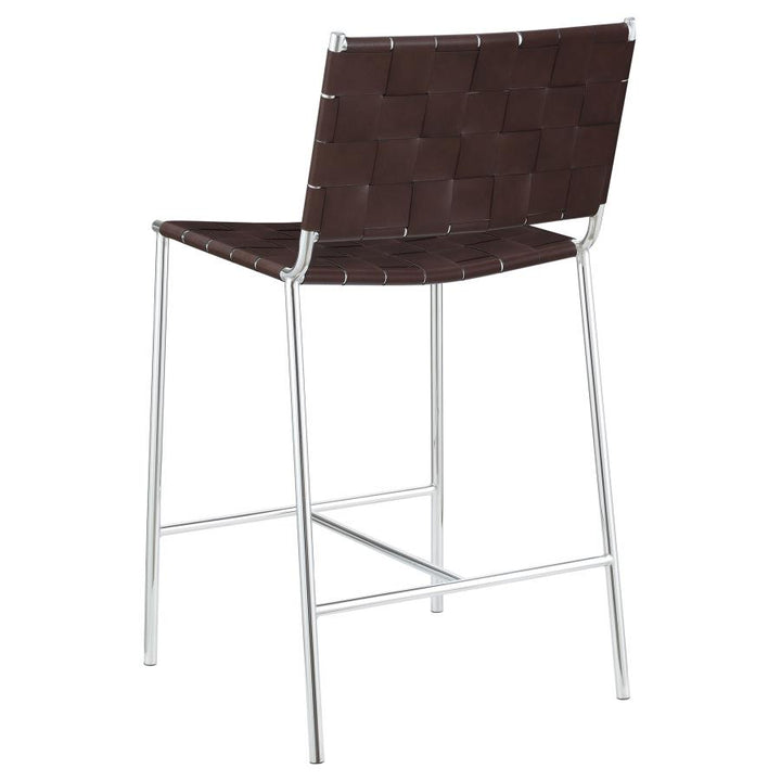 Upholstered Counter Height Stool with Open Back Brown and Chrome_5