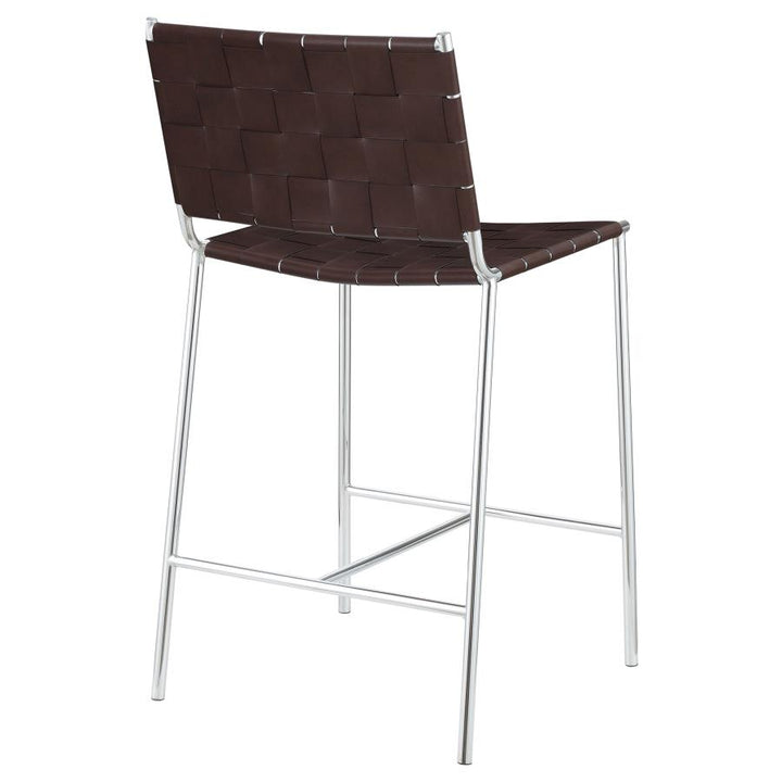 Upholstered Counter Height Stool with Open Back Brown and Chrome_6