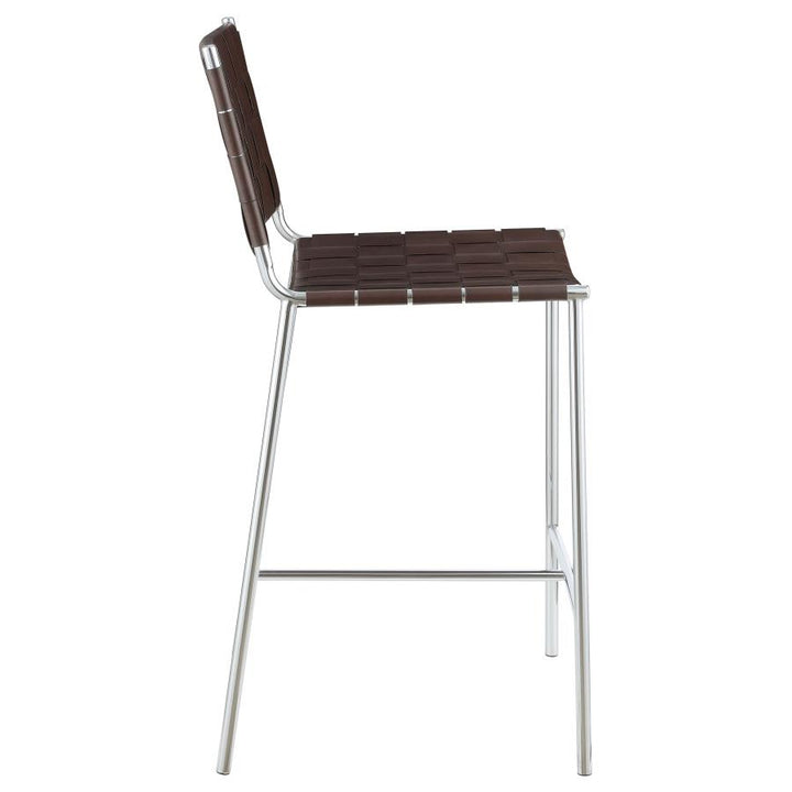 Upholstered Counter Height Stool with Open Back Brown and Chrome_7
