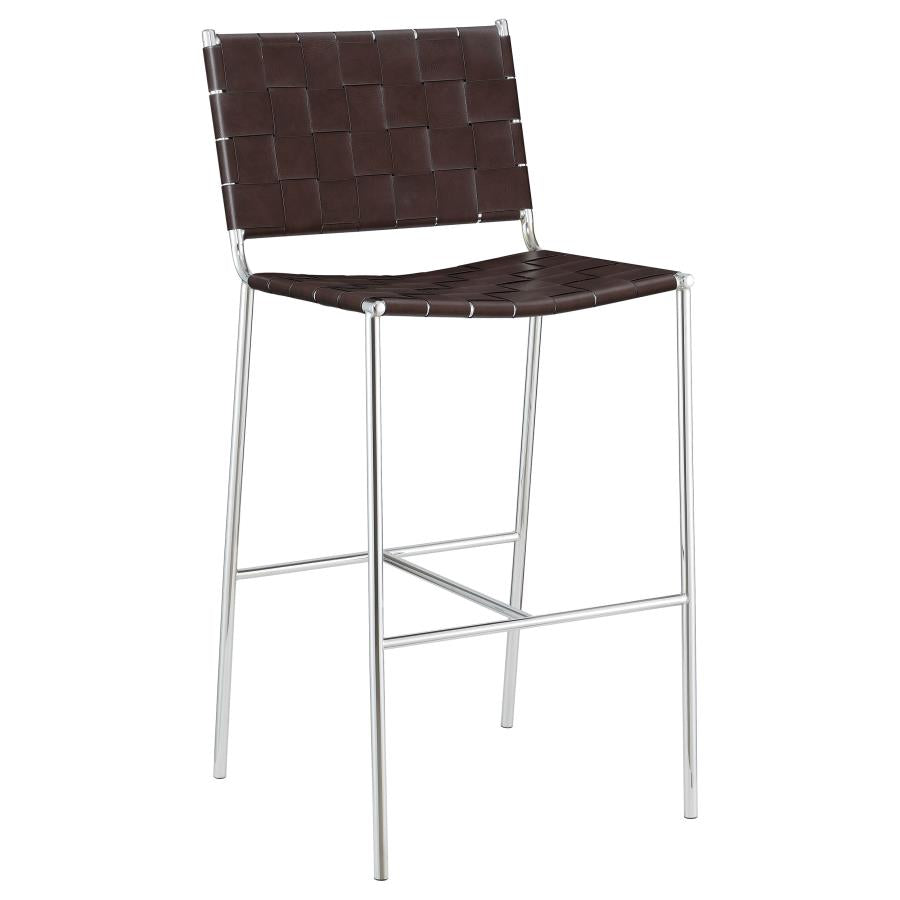 Upholstered Bar Stool with Open Back Brown and Chrome_1