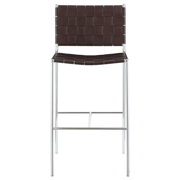 Upholstered Bar Stool with Open Back Brown and Chrome_2