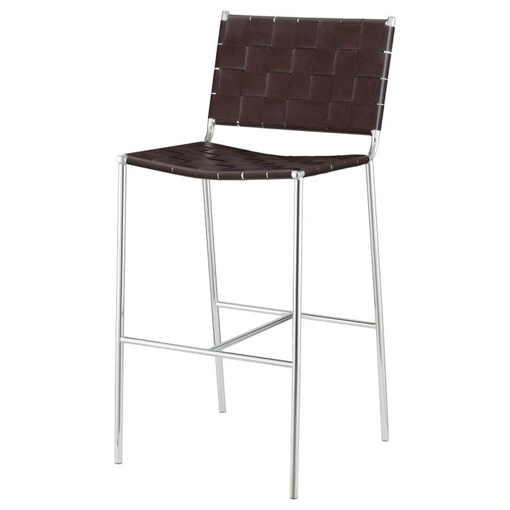Upholstered Bar Stool with Open Back Brown and Chrome_3