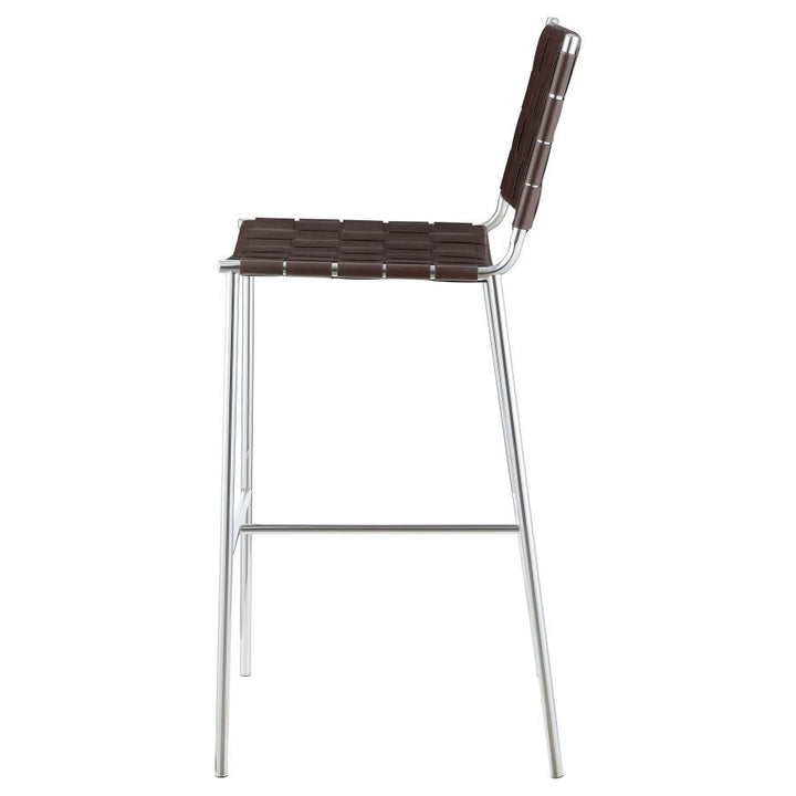 Upholstered Bar Stool with Open Back Brown and Chrome_4