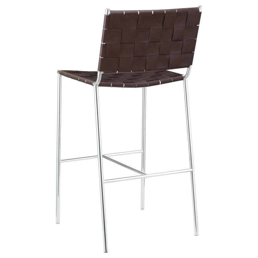 Upholstered Bar Stool with Open Back Brown and Chrome_5