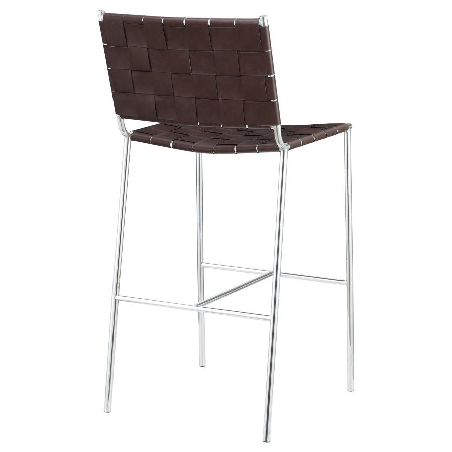 Upholstered Bar Stool with Open Back Brown and Chrome_6