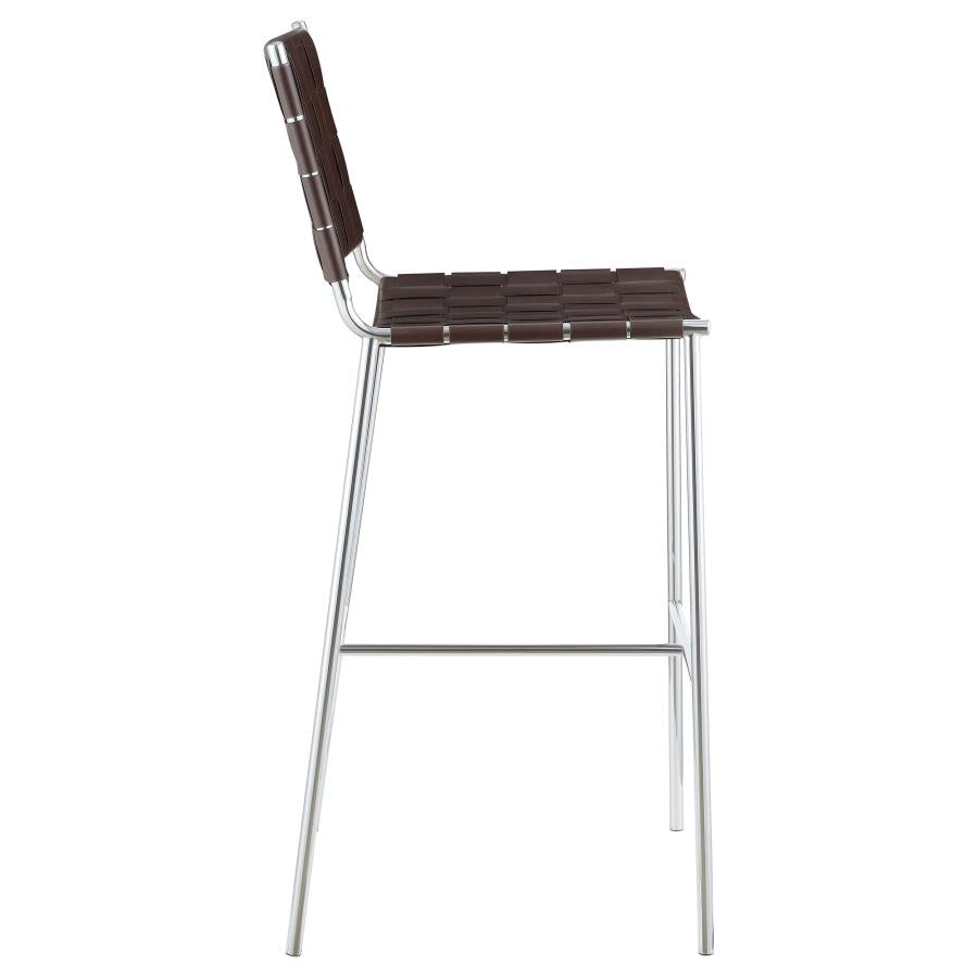 Upholstered Bar Stool with Open Back Brown and Chrome_7