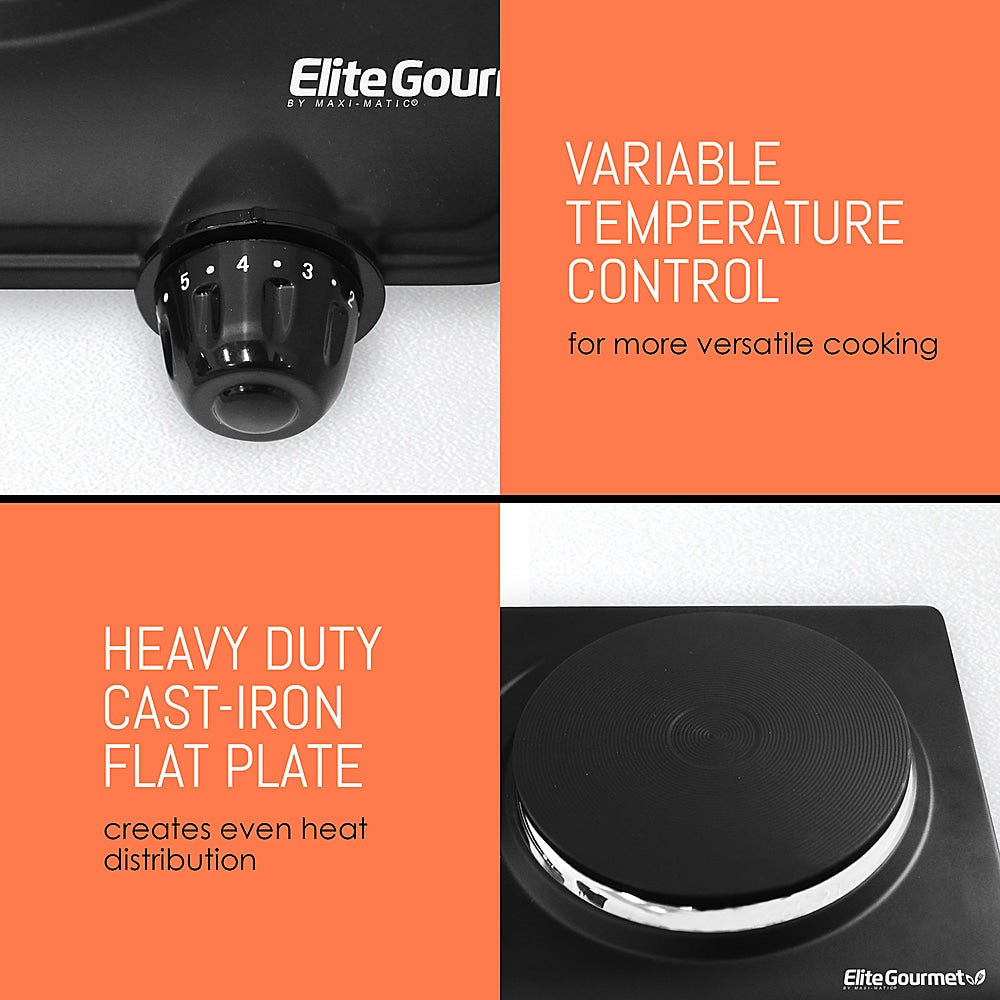 Elite Gourmet - Electric Single Cast Burner - Black_3