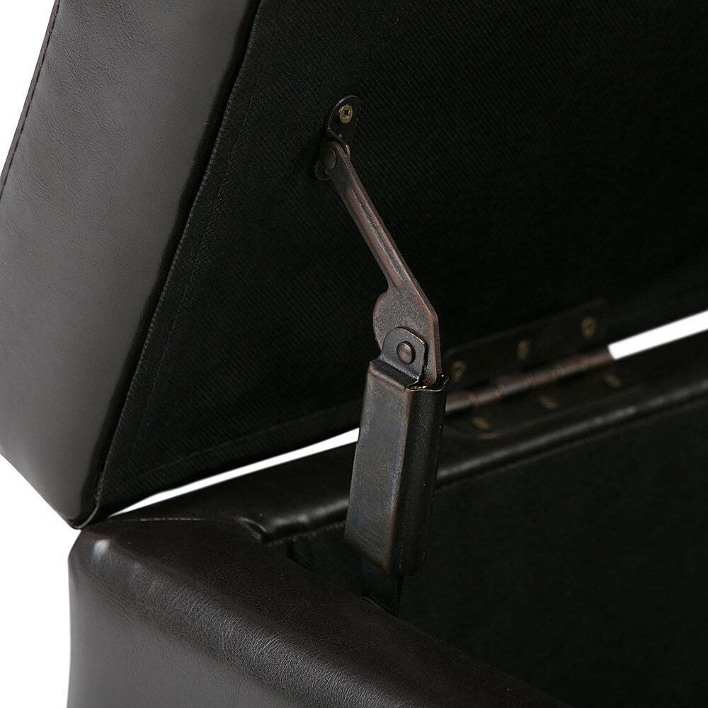 Simpli Home - Avalon Rectangular Polyurethane Faux Leather Ottoman With Inner Storage - Tanner's Brown_8