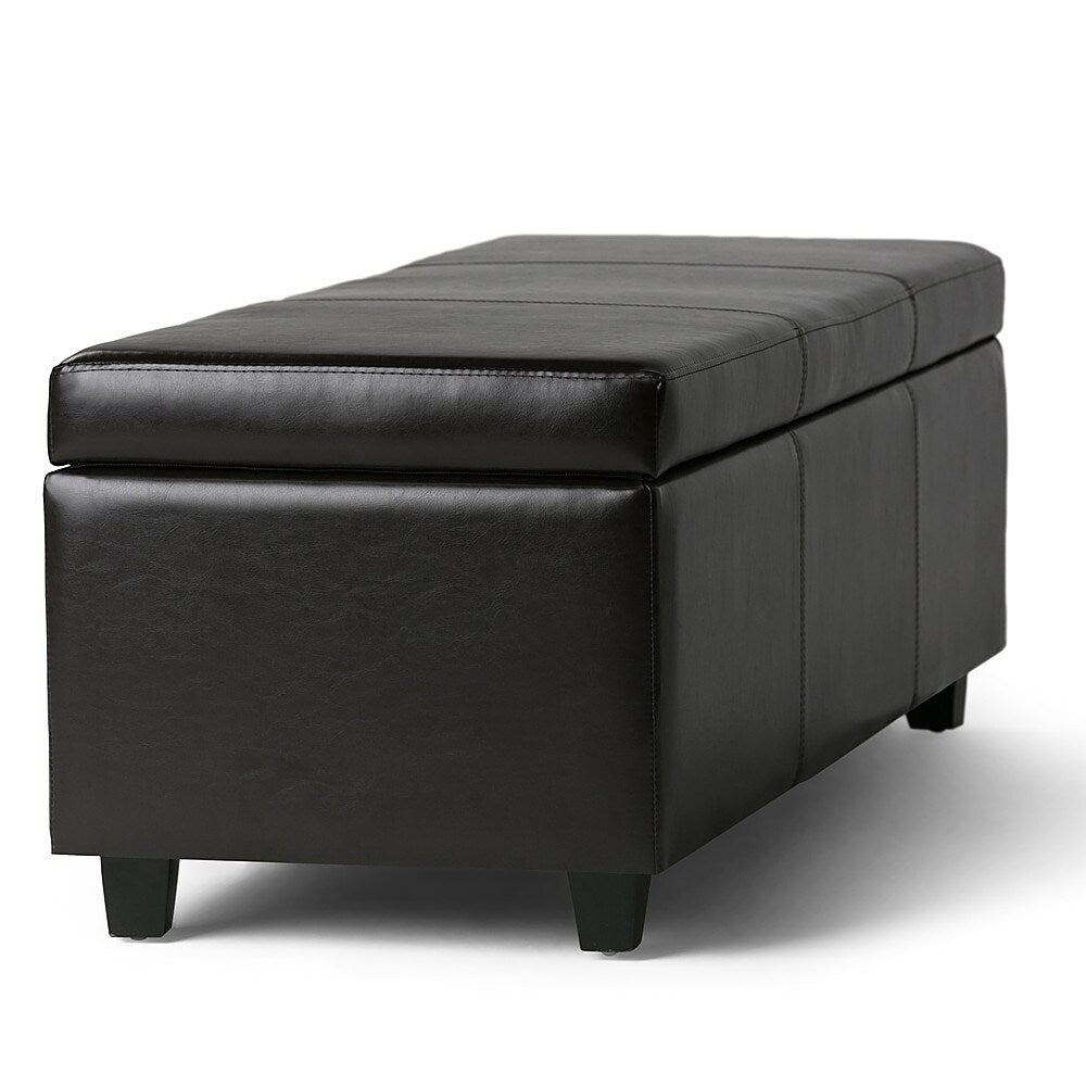 Simpli Home - Avalon Rectangular Polyurethane Faux Leather Ottoman With Inner Storage - Tanner's Brown_5