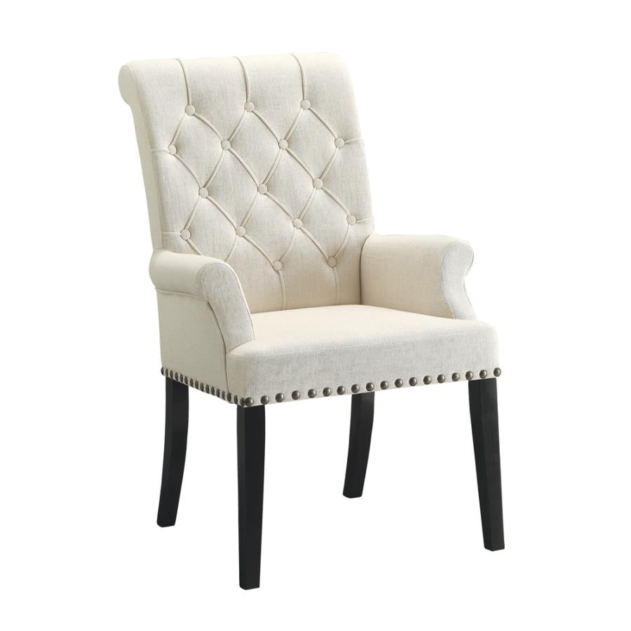 Tufted Back Upholstered Arm Chair Beige_0