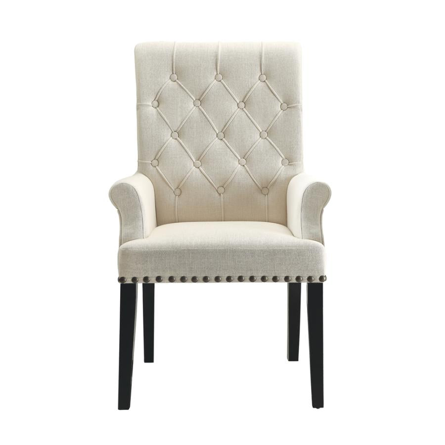 Tufted Back Upholstered Arm Chair Beige_1