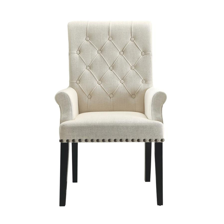Tufted Back Upholstered Arm Chair Beige_1