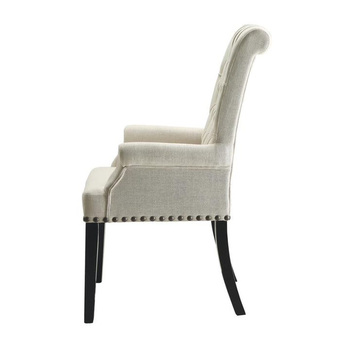 Tufted Back Upholstered Arm Chair Beige_2