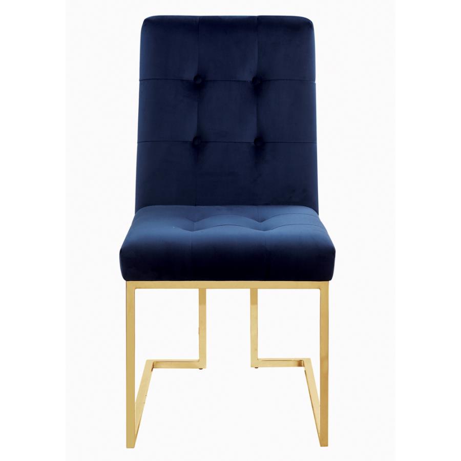 Tufted Back Side Chairs Ink Blue (Set of 2)_2