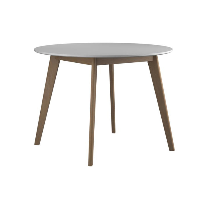 Breckenridge Round Dining Table Matte White and Natural Oak_1
