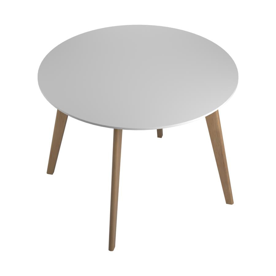 Breckenridge Round Dining Table Matte White and Natural Oak_3