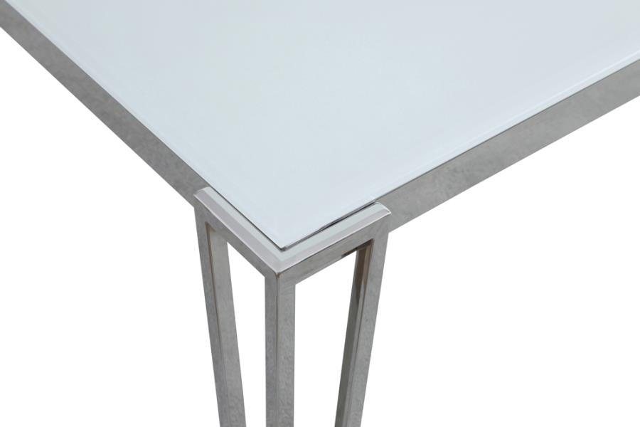 Pauline Rectangular Dining Table with Metal Leg White and Chrome_1