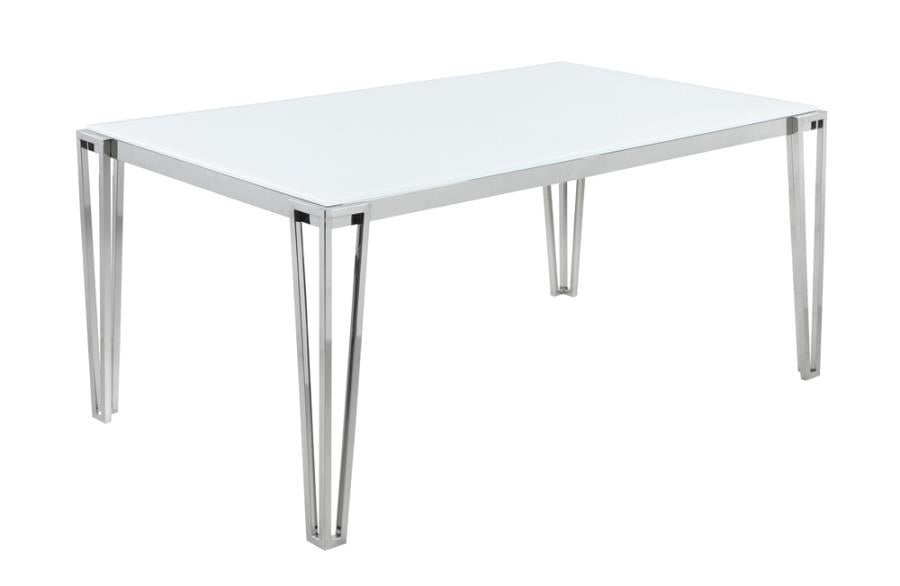 Pauline Rectangular Dining Table with Metal Leg White and Chrome_0