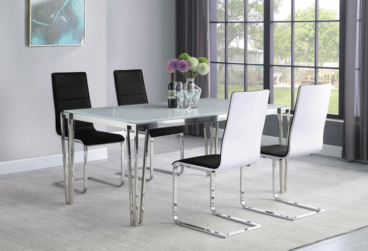 Pauline Rectangular Dining Table with Metal Leg White and Chrome_5