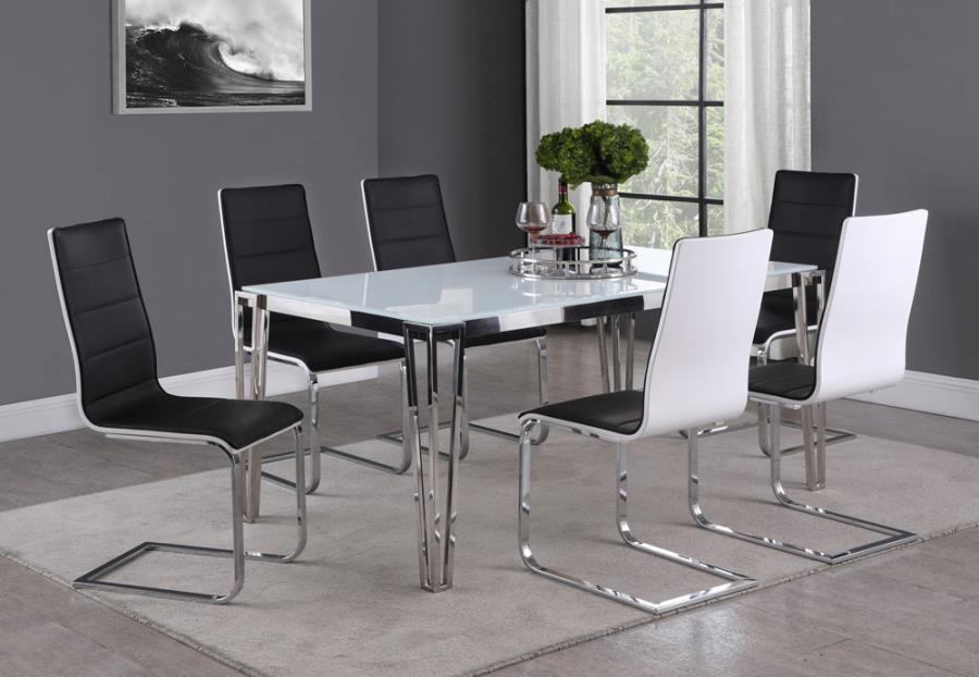 Pauline Rectangular Dining Table with Metal Leg White and Chrome_3