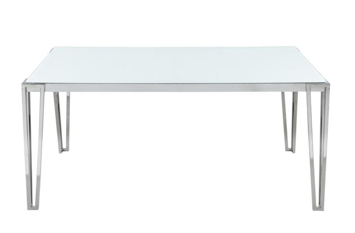 Pauline Rectangular Dining Table with Metal Leg White and Chrome_2
