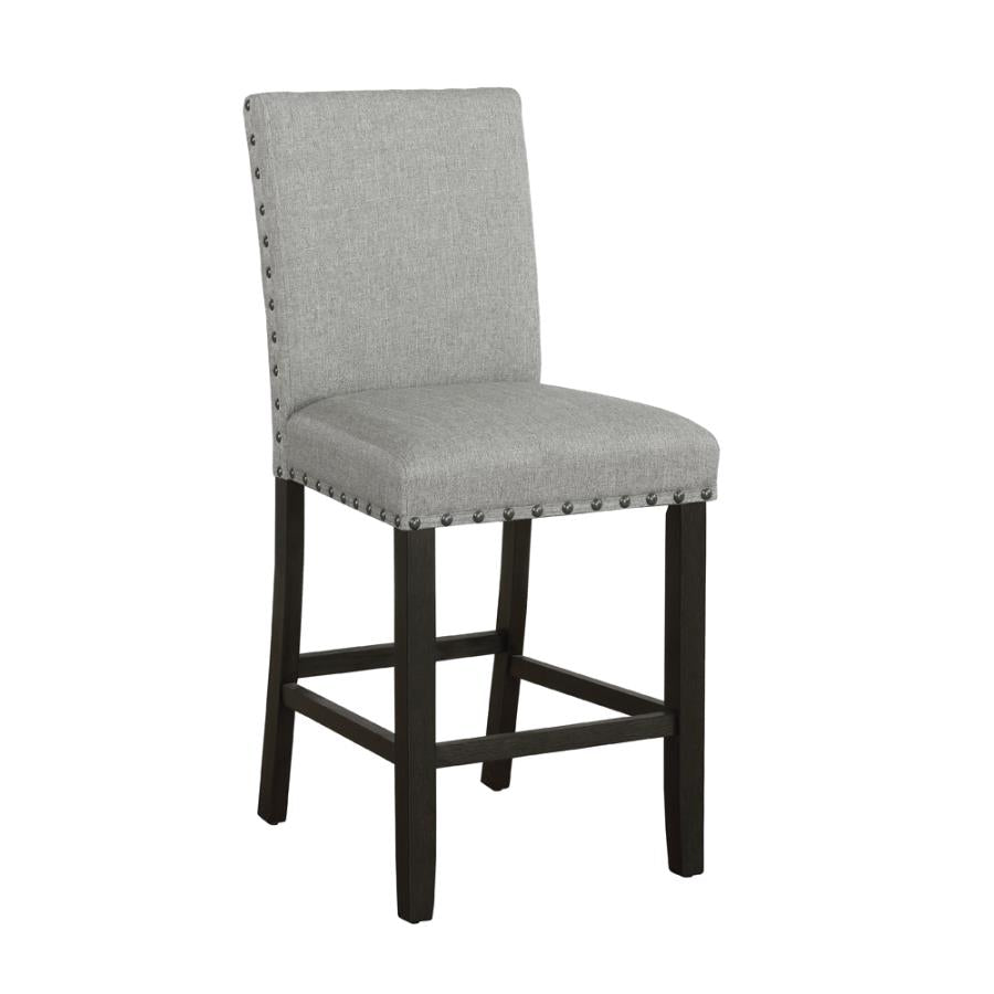 Solid Back Upholstered Counter Height Stools Grey and Antique Noir (Set of 2)_0