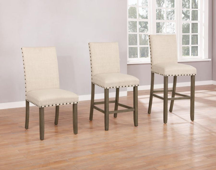 Upholstered Counter Height Stools with Nailhead Trim Beige (Set of 2)_4