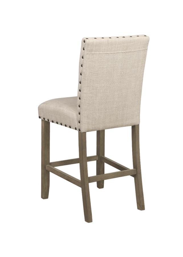 Upholstered Counter Height Stools with Nailhead Trim Beige (Set of 2)_2