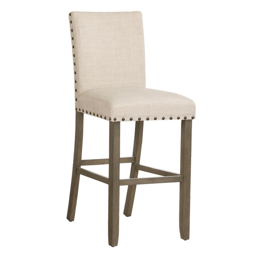 Upholstered Bar Stools with Nailhead Trim Beige (Set of 2)_1